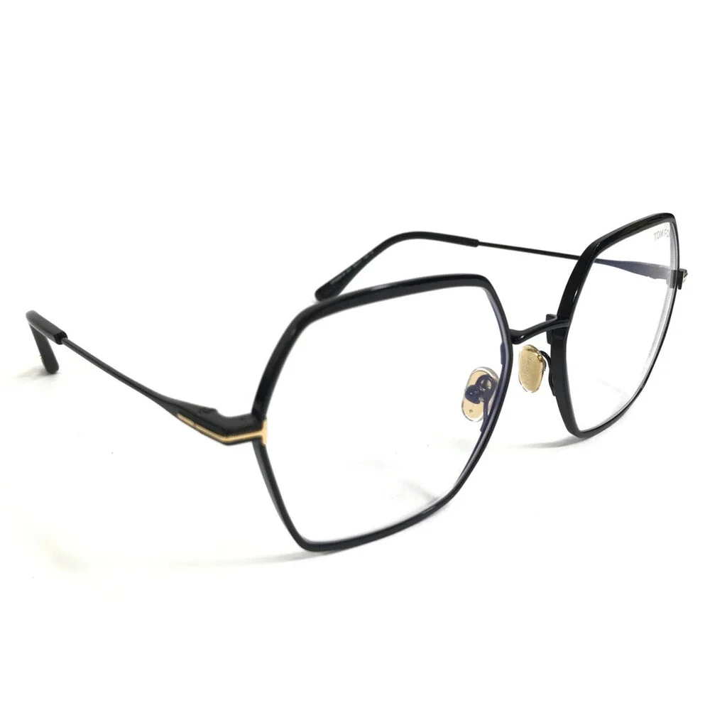 Tom Ford Eyeglasses Frames TF6050-B 001 Black Hexagonal Full Rim 56-17-140